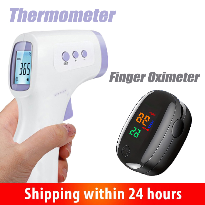 Pulse Oximeter - Non‑Contact Infrared Forehead Thermometer or Fingertip