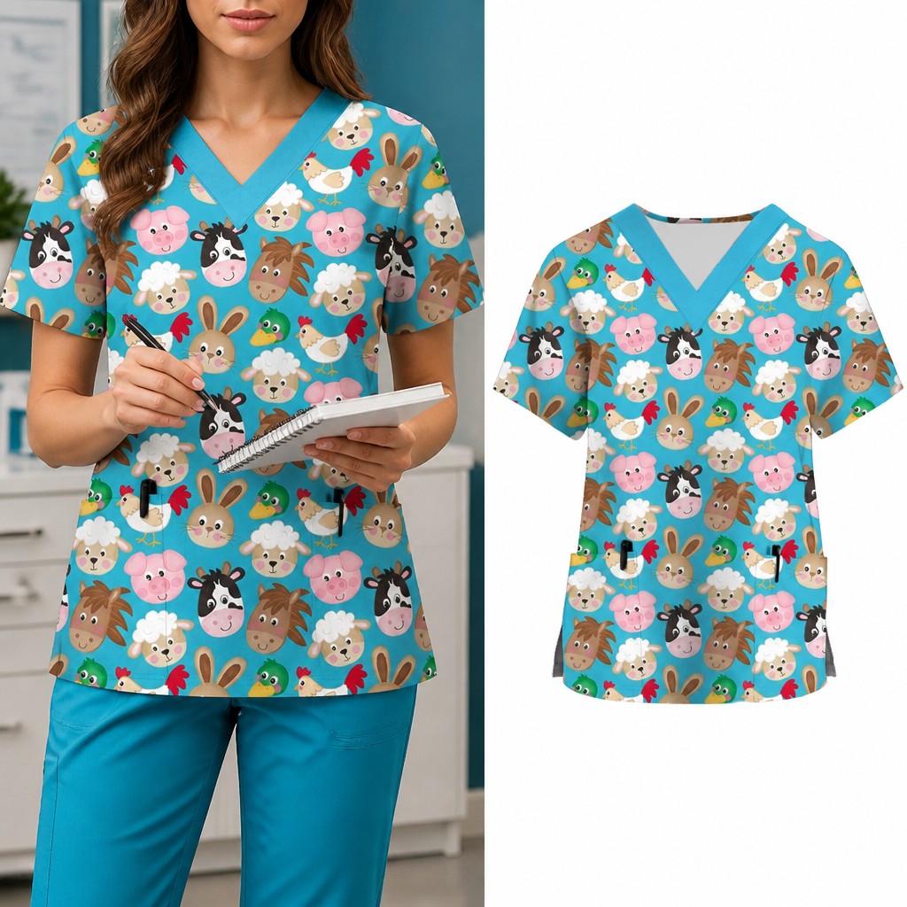 Women's Cartoon Animal Print W - Medical Lab Uniform review and price